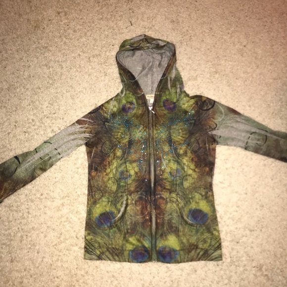 Sweaters - Cute hoodie with peacock design
